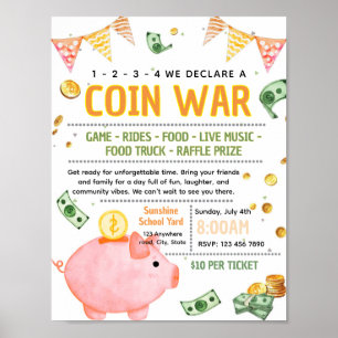 Editable penny war coin war fundraiser flyer poster