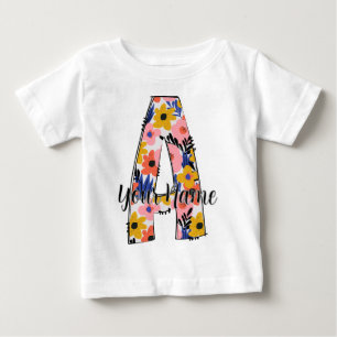 editable photo Alphabet letters A  personalised  Baby T-Shirt