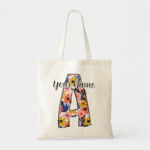 editable photo Alphabet letters A personalised Tote Bag