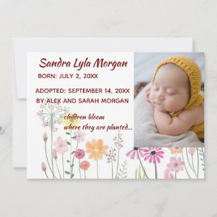 Editable Photo Floral Adoption Announcement