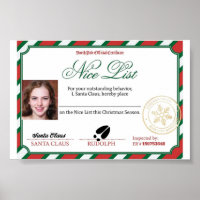 Editable Photo Santas Nice List Certificate
