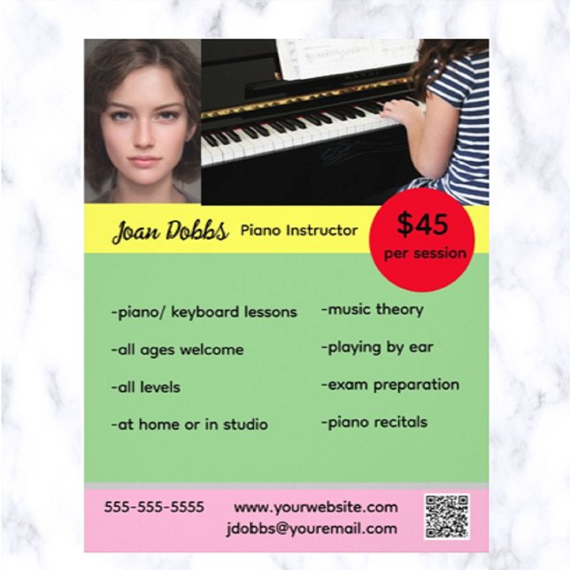 Editable Piano Instructor Flyer (This is a great way to advertise your piano lessons!)