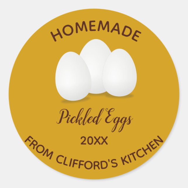 Editable Pickled Eggs Classic Round Sticker (Front)