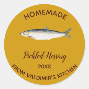 Editable Pickled Herring Classic Round Sticker