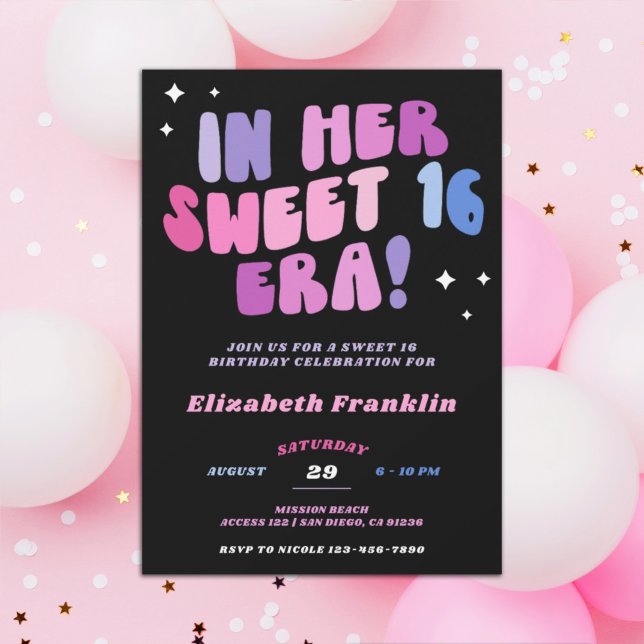 Editable Pink and Purple Satin Sweet 16 Era  Invitation (Creator Uploaded)