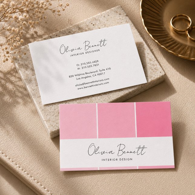 Editable Pink Colour, Modern Interior Designer Business Card (Editable Pink Color, Modern Interior Designer Business Card)