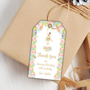 Editable Pink Dance Party Favour Tags for Girls
