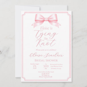 Editable Pink Elegant Bow Bridal Shower Coquette  Invitation