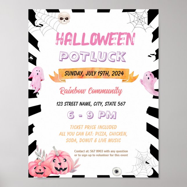 Editable Pink halloween flyer Poster (Front)