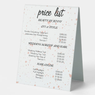 Editable Pink Splatter Beauty Price List Sign