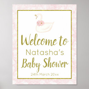 Editable Pink Swan Party Welcome Sign
