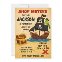 Editable Pirate Treasure Map Birthday Invitation