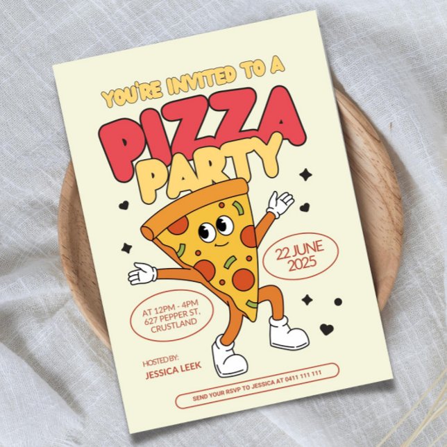 Editable Pizza Party Birthday Invitation template, (Creator Uploaded)