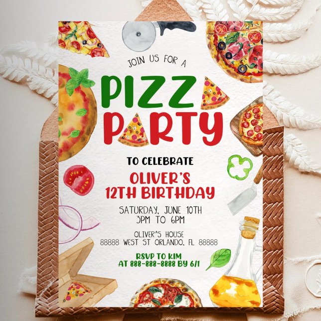 Editable Pizza Party Invitation, Pizza Birthday Pa Invitation (Creator Uploaded)