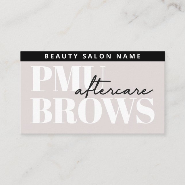 Editable PMU Brow Eyebrows Microblading Aftercare  Business Card (Front)