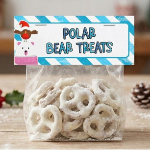 Editable Polar Bear Treats Christmas Bag Topper Card