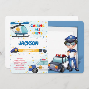 Editable Police Birthday Photo Invitation