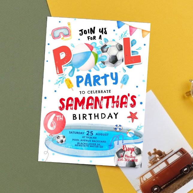 Editable Pool Party Birthday Party Invitation (Editable Pool Party Birthday Party Invitation)
