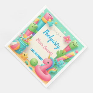 Editable Pool Party Birthday Summer Swim Napkin