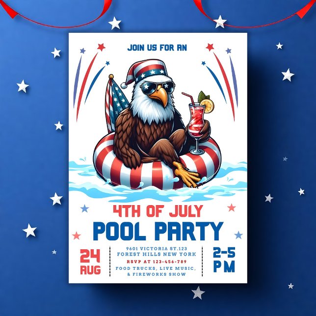 Editable Pool Party Invitation, 4th of July Party  Invitation (Creator Uploaded)