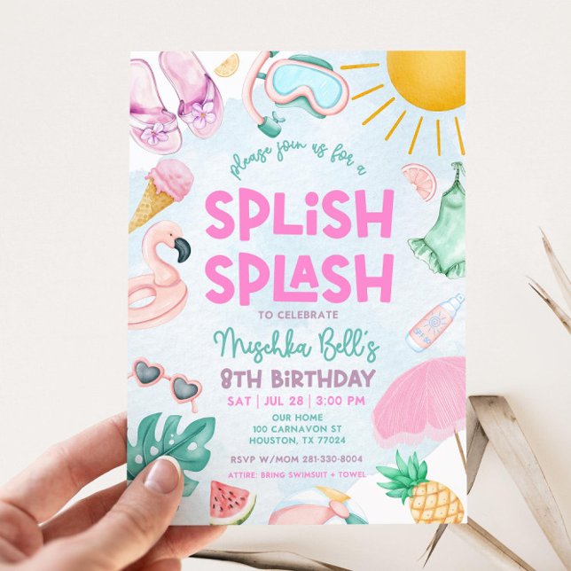 Editable Pool Party Invitation Summer Girl Birthda (Creator Uploaded)