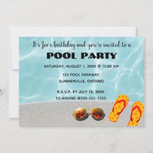 Editable Poolside Birthday Party Invitation