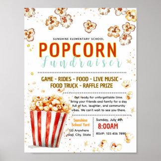 Editable popcorn fundraiser flyer poster