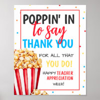 EDITABLE Popcorn Teacher Appreciation Sign, Poppin
