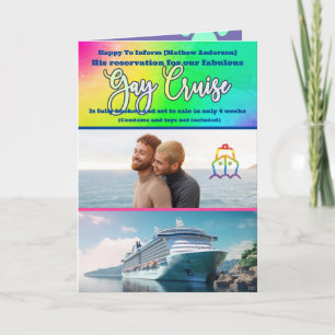Editable Prank Gay Cruise Birthday, Fun Cat Photo Card
