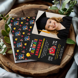 Editable Preschool Graduation Party Girl Invitation