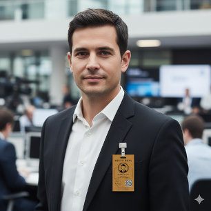 Editable Press Pass Layout Photo ID Plus QR Code Badge