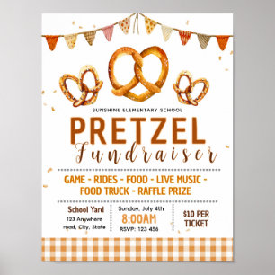 Editable pretzel fundraiser flyer poster