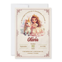 Editable Princess and Unicorn Birthday Invitation