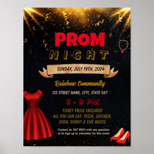 Editable Prom Dance event template Poster (Front)