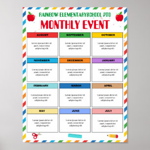 Editable PTO PTA Monthly event template Poster