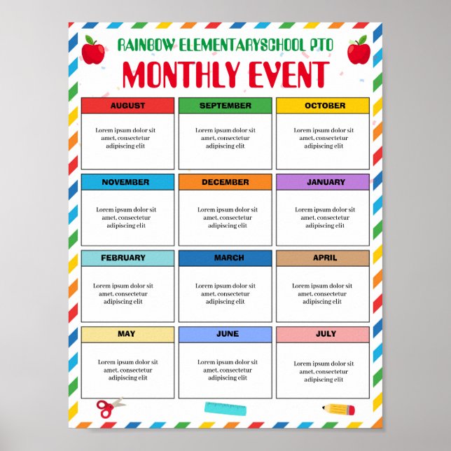 Editable  PTO PTA Monthly event template Poster (Front)
