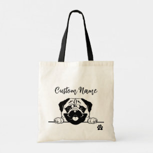 Editable Pug Tote Bag   Custom Pet Name