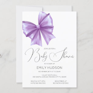 Editable Purple Bow Coquette Invitation