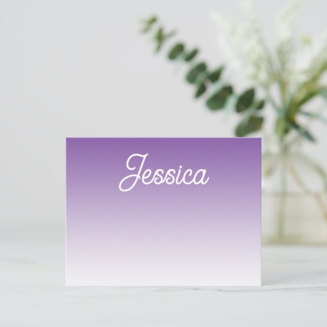 (Editable) Purple Colour Ombre & Your Text Announcement Postcard (Standing Front)