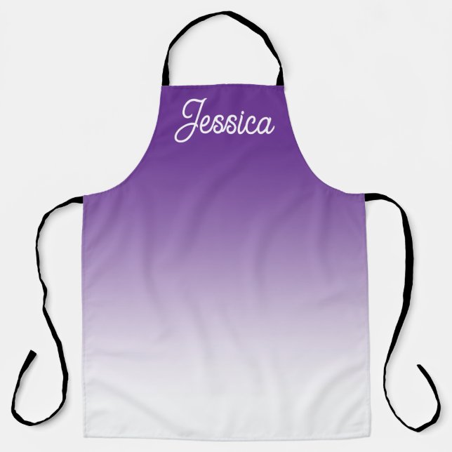 (Editable) Purple Colour Ombre & Your Text Apron (Front)