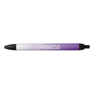 (Editable) Purple Colour Ombre & Your Text Black Ink Pen