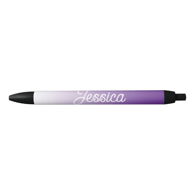 (Editable) Purple Colour Ombre & Your Text Black Ink Pen (Front)