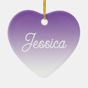 (Editable) Purple Colour Ombre & Your Text Ceramic Ornament