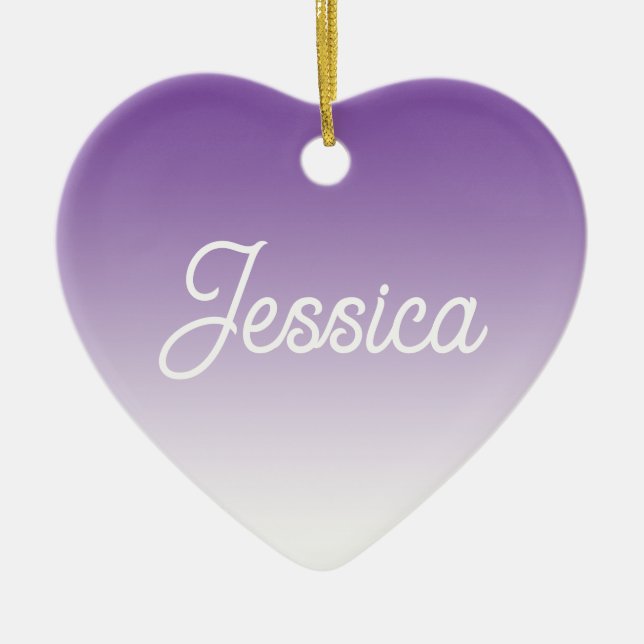 (Editable) Purple Colour Ombre & Your Text Ceramic Ornament (Front)
