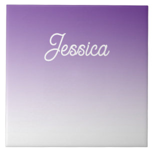 (Editable) Purple Colour Ombre & Your Text Ceramic Tile