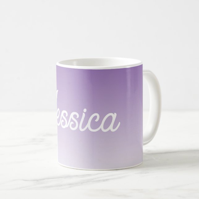 (Editable) Purple Colour Ombre & Your Text Coffee Mug (Front Right)