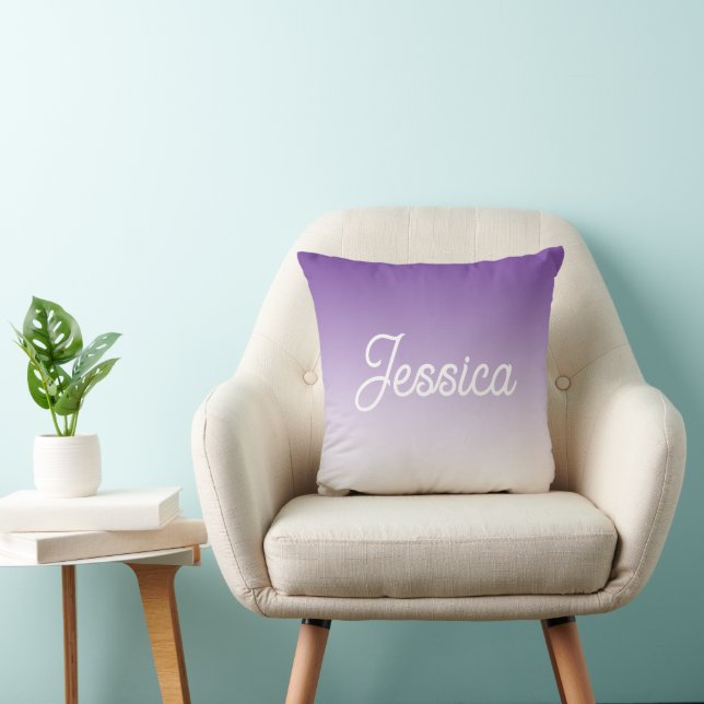 (Editable) Purple Colour Ombre & Your Text Cushion (Chair)