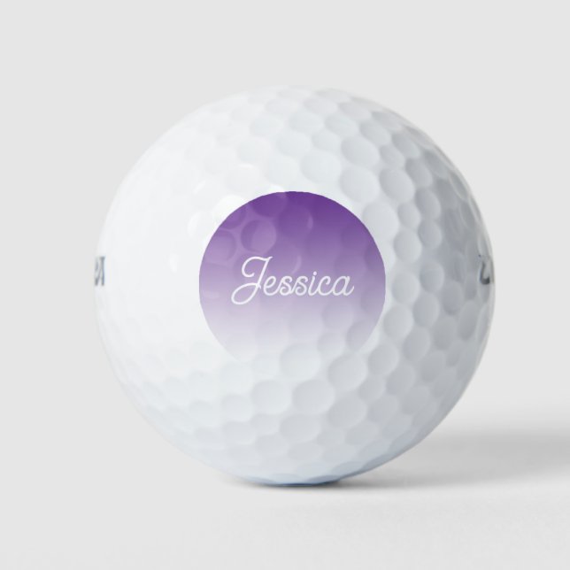 (Editable) Purple Colour Ombre & Your Text Golf Balls (Front)