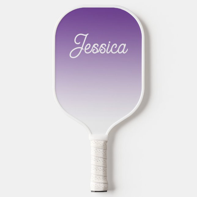(Editable) Purple Colour Ombre & Your Text Pickleball Paddle (Front)