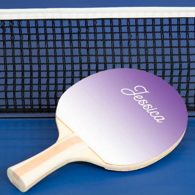(Editable) Purple Colour Ombre & Your Text Ping Pong Paddle (Insitu)